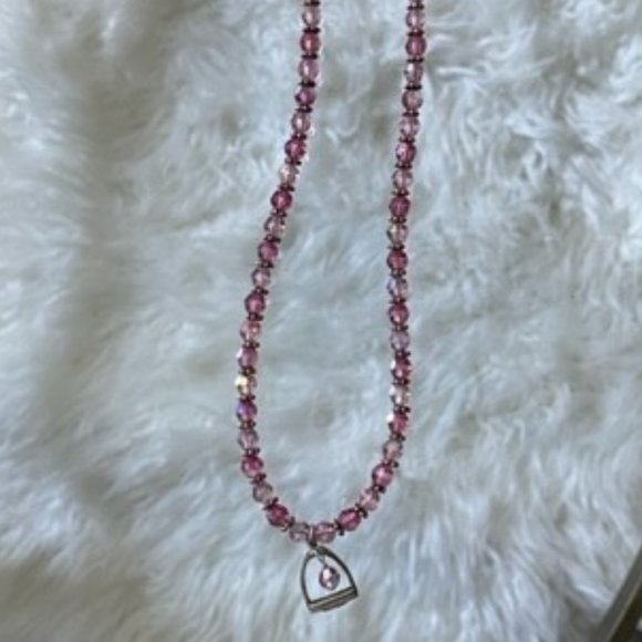 Pink Crystal Horse Stirrup Necklace - Picture 4 of 4